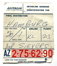 ALITALIA Baggage Identification Tag – Gepäcketikett Vintage