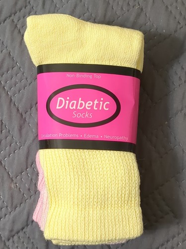 3 pr. Crew-Diabetikersocken Damen verschiedene Farben 9-11 (gelb, pfirsichfarben, pink)