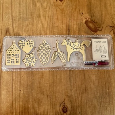 IKEA Vinterfint Tree Ornament x6 Brass Metal Horse House Mistletoe Heart