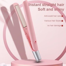 Mini Flat Iron  Rechargeable 2 in 1 Cordless Hair Curler Hair Straightener