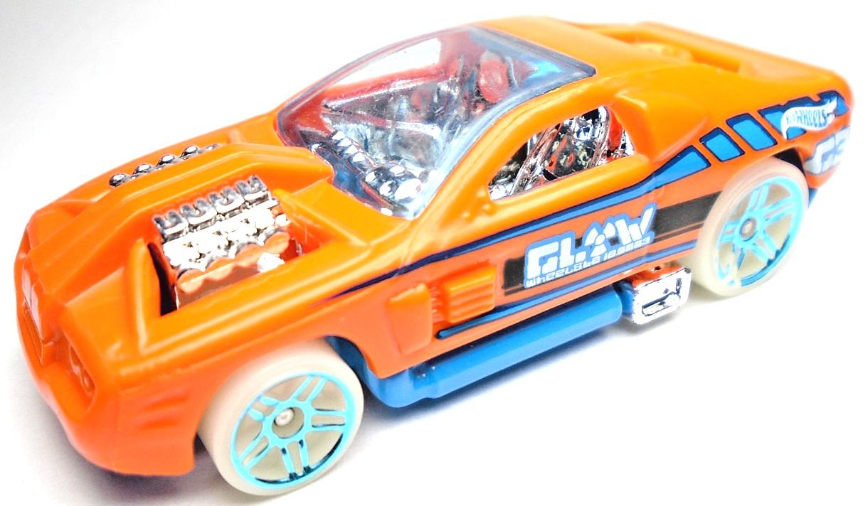 2018 HOT WHEELS HOLLOWBACK G3 GLOW WHEELS ORANGE 1:64 DIECAST 2 3/4" CAR W/ BLUE