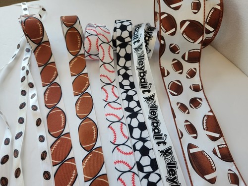 Bastelbänder mit Sportmotiven, Football Baseball Soccer Volleyball Bandreste - Bild 1 von 5