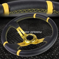 3.5 Deep Dish Gold Spokestripes Lightweight 6-bolt Racing Steering Wheel 3.5 Deep Dish Gold Spokestripes Lightweight 6-bolt Racing Steering Wheel