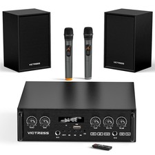 Home Karaoke System with Wireless Microphones  Speakers, Bluetooth Amplifier Se