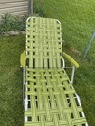 Vintage Webbed Aluminum Folding Lounge Chair Chaise Pool Beach Avocado Green 70s — photo 8
