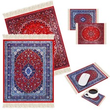 4 Pcs Style Carpet Mouse Pad Mini Vintage Coasters Oriental Mouse Pad Floral ...