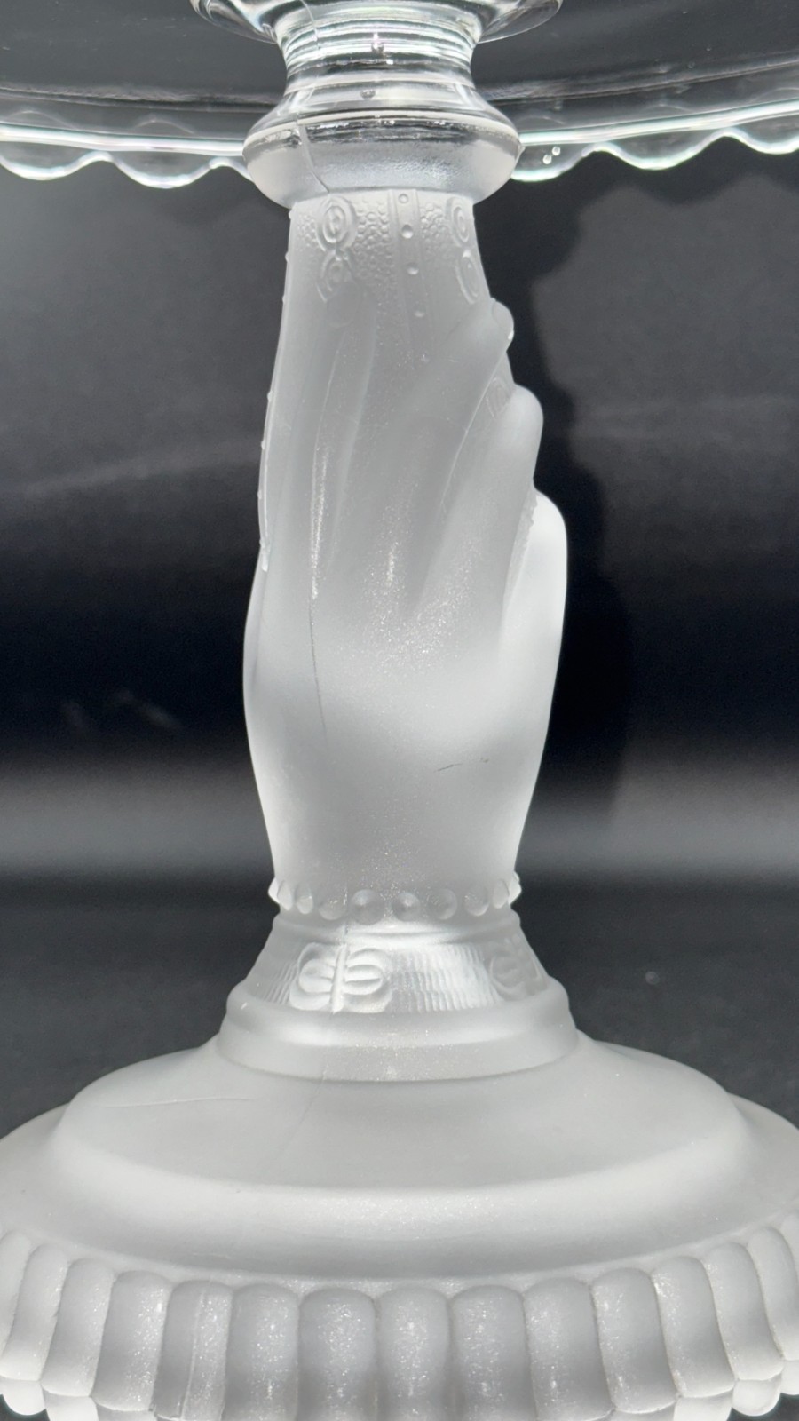 CAKE PLATE STAND Hobbs Brockunier TREE OF LIFE  w/FROSTED HAND Pedestal EAPG