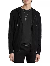$198 NWT Brand New John Varvatos Black Zip-Up Hoodie Size Large Cotton Large