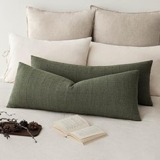 Set of 2 Decorative Linen Check Throw 36" x 14" Pack of 2 Capulet Olive