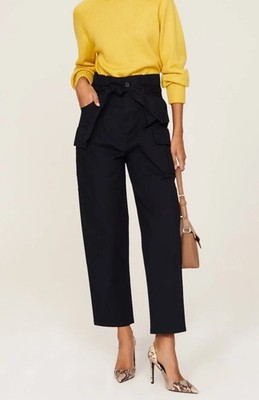Marissa Webb x Rent The Runway Navy High Waisted Paper Bag Cargo Pants Size 14