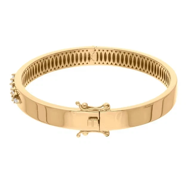 Brazalete brazalete para mujer de diamantes creados en laboratorio marquesa de 3 quilates enchapado en oro amarillo de 14 quilates Foto 4 de 4