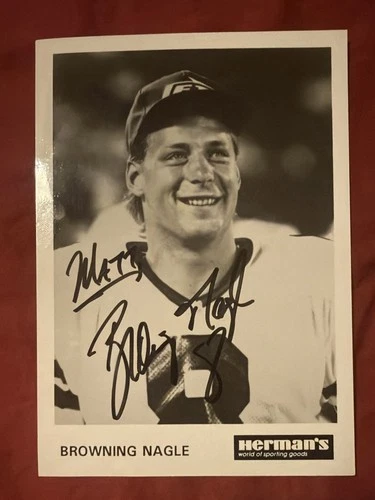 BROWNING NAGLE autograph 5x7 B&W Photo auto NY jets signed