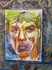 Mick Jagger Singer Portrait ACEO ATC OOAK ORIGINAL 3.5 x 2.5 inches