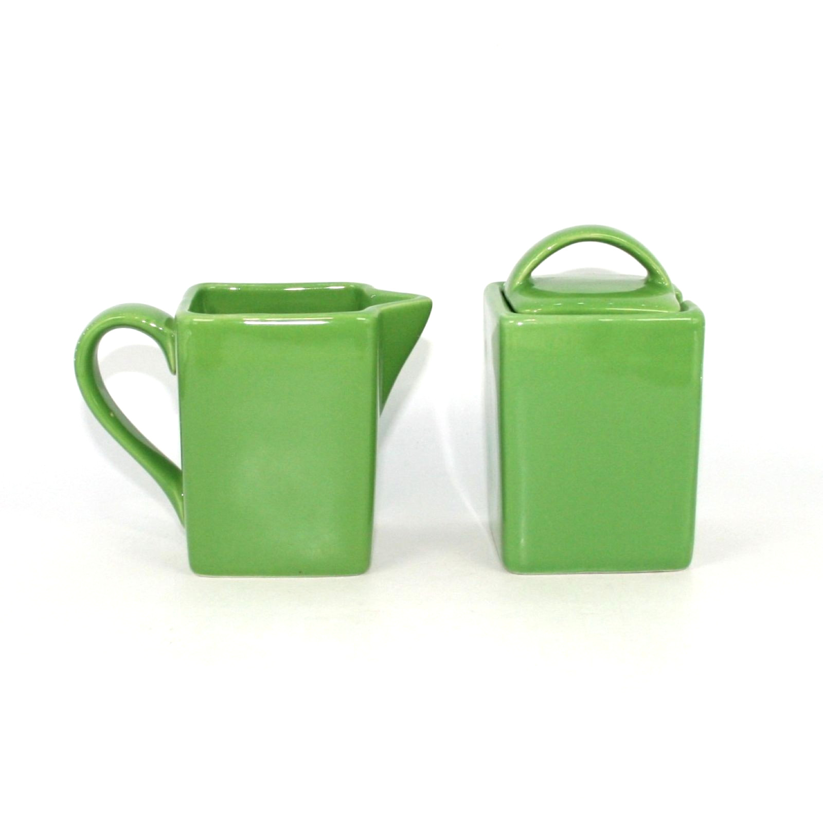 Ten Strawberry Street Nova Square Creamer Sugar & Lid Set Green 3 piece set