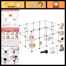 24 Panels Transparent Pet Playpen for Small Animals - 48"x24"x28" Indoor/Outdoor