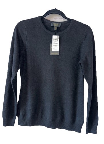 CHARTER CLUB Size S 100% Cashmere Crew Neck Sweater NWT Black C55