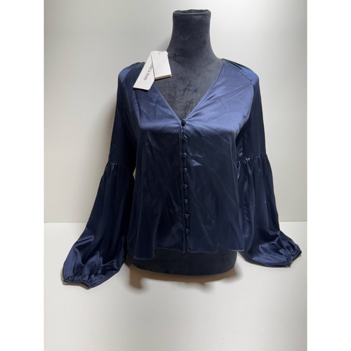 Veronica Beard Valentin Stretch-Silk Top Size 4 Navy Classic - Picture 2 of 7