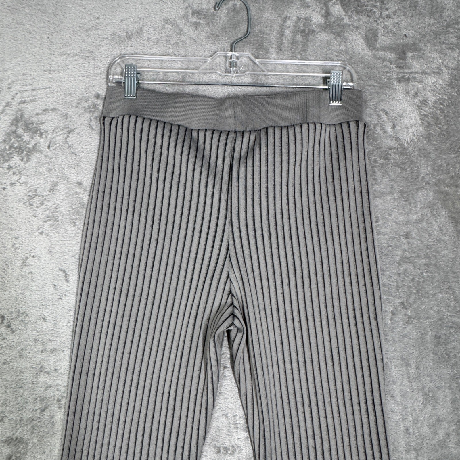 Zara Pants Womens L Gray Ribbed Knit Flare Leg Pull On Lounge Y2K Minimalist NWT thumbnail 5