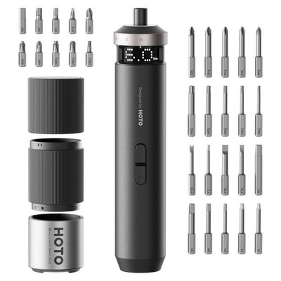 HOTO PixelDrive Electric Screwdriver, Smart Display, 6 Torque Settings, Black 
