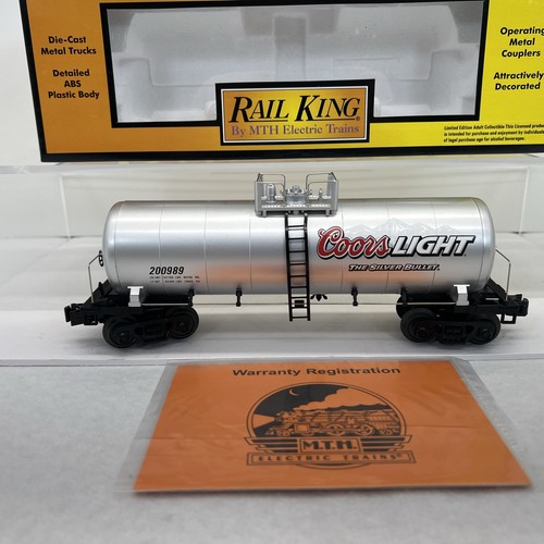 MTH RailKing 30-7044B Coors Light Beer Modern Tank Car New O O-27 Gauge #200989 - Picture 6 of 14