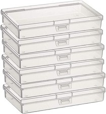 6PCS Clear Plastic Storage Boxes Rectangular Containers w/ Lid for Pills/Beads