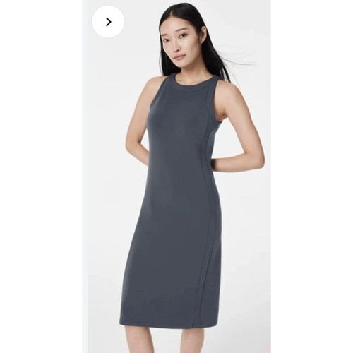 SPANX Air Essentials Storm Gray Halter Midi Dress Tank Work Casual Womens Medium