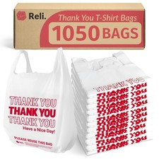 White High Density Plastic Thank You Bags 11.5x6.5x21 Grocery Shopping Handles