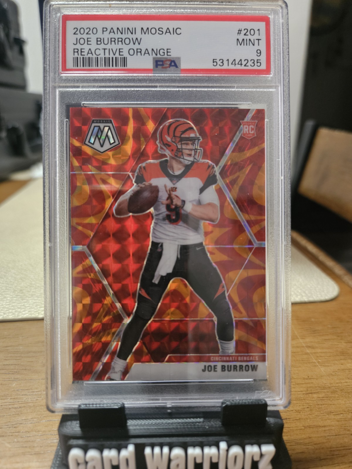 2020 Panini Mosaic Joe Burrow Reactive Orange #201 (RC) PSA 9