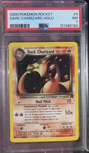 2000 POKEMON ROCKET #4 DARK CHARIZARD-HOLO PSA 7