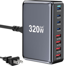 320W USB C Fast Charger Block, Multi-Port USB Charging Station, Gan   Double 100