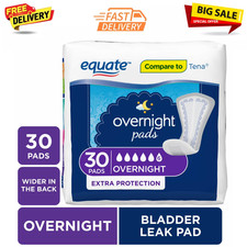 Equate Women's Overnight Incontinence Pads, Extra Protection, 30 Count