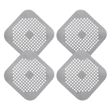 4pcs Shower Drain Hair Catcher 5.7" Dia Square Drain Cover for Shower Grey