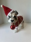 Christmas Schnauzer Resin Dog Figurine Statue Holiday Decor w/ Ornament