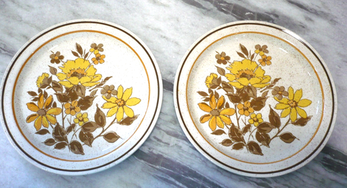 Vintage MCM Shannon Aran Steinzeug Seeholz Salat Dessert Teller 7,5 im 2er Set - Bild 1 von 7