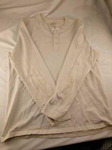Mens St Johns Bay Beige Henley Shirt Long Sleeve - Picture 1 of 3