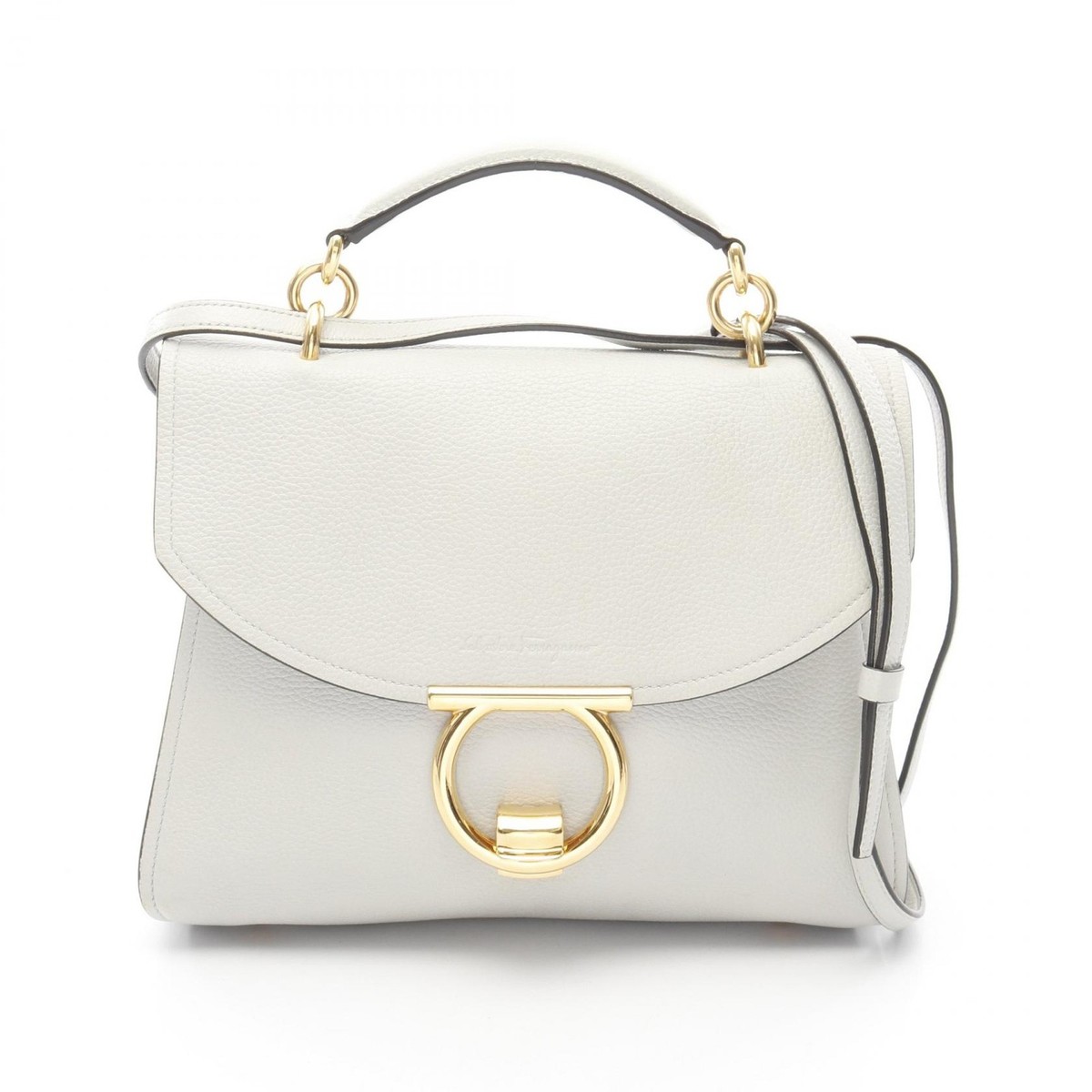 Salvatore Ferragamo Margot Gancini Shoulder Handbag 21H493 leather Gray  Used GHW