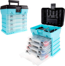 Small Parts Organizer Box Light Blue 10 Inch Portable Storage Case with