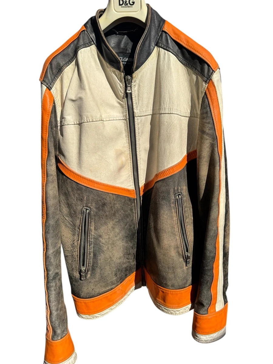 Dolce Gabbana VINTAGE 2000's Leather motorcycle Jacket Men's 54
