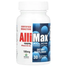 Allimax 100 Allicin Powder Capsules 180 mg 30 Veggie Caps Dairy-Free,