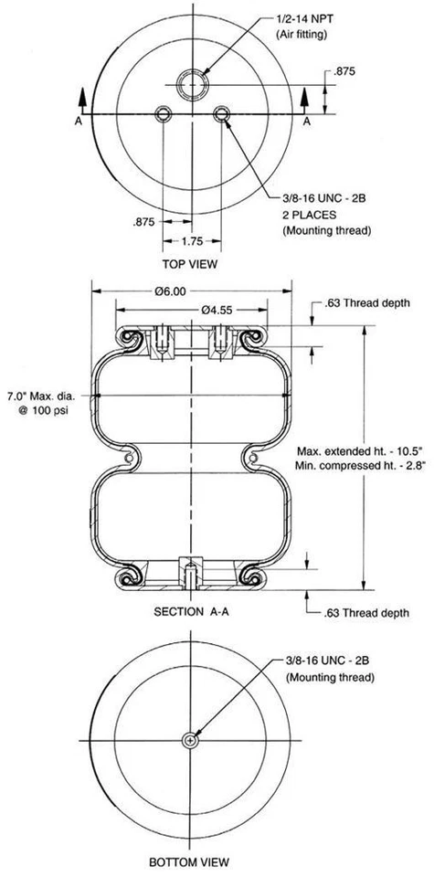 4) Air Lift Dominator Bags 2) D2500 & 2) D2600 Custom Air Ride Suspension Part - Image 2 of 4