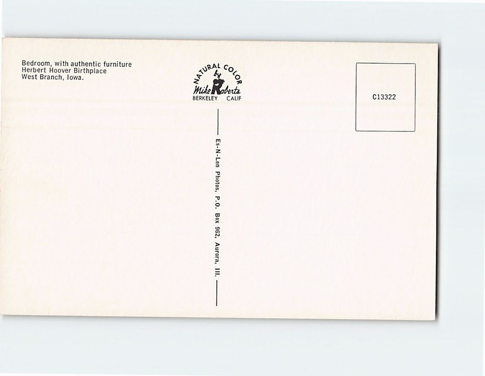 Postcard Bedroom w/ Authentic Furniture Herbert Hoover Birthplace West