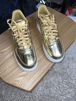 NIKE AIR FORCE ONE SP METALLIC GOLD WHITE MENS SZ
