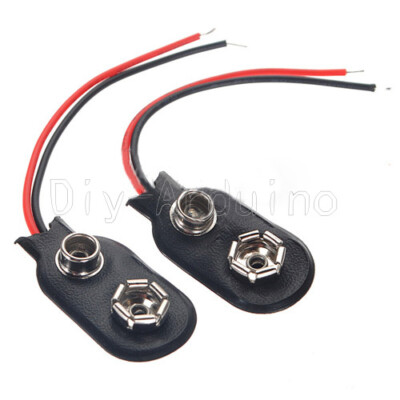 10Pcs Snap on 9V Battery Holder Clip Connector Hard Shell Cable Lead 10CM