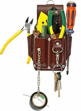 Ap-Leather Pro-5 Electrician Pouch, Leather Tool Pouch, 5 Pocket Pouch with Elec