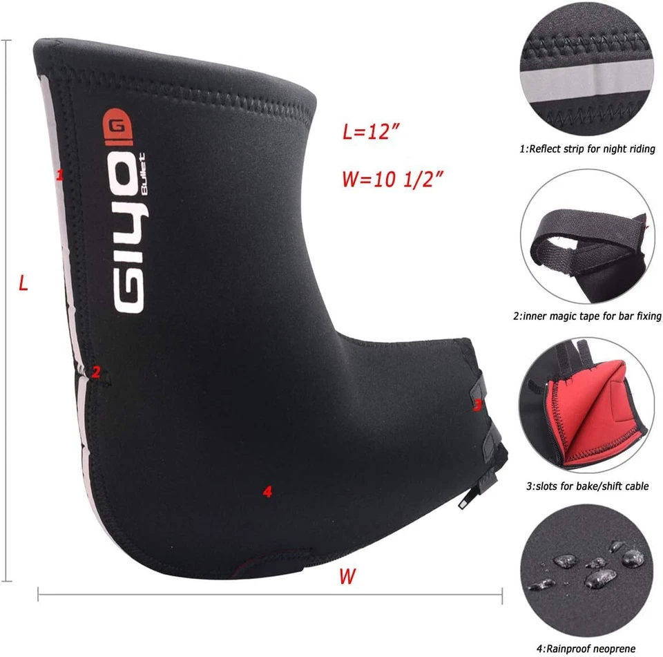 Cycling Gloves Winter Road Bike Bar Handlebar Mittens Mitts Warm Black - Image 3 of 4