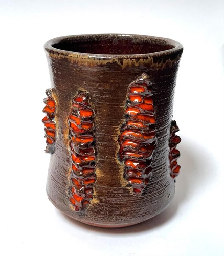 1970s VINTAGE STUDIO DYBKA TICHY AUSTRALIAN POTTERY VASE RUDOLF VLADAMIR SIGNED