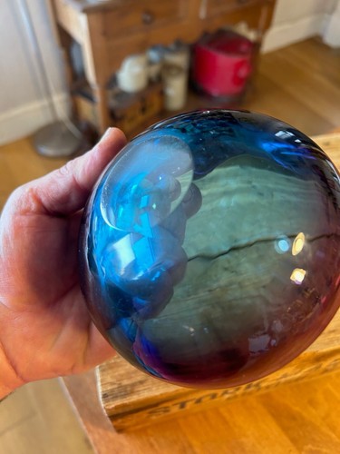 Plato sombreado vintage de vidrio pesado azul púrpura mediados de siglo - ¡Gran forma! - Imagen 3 de 5
