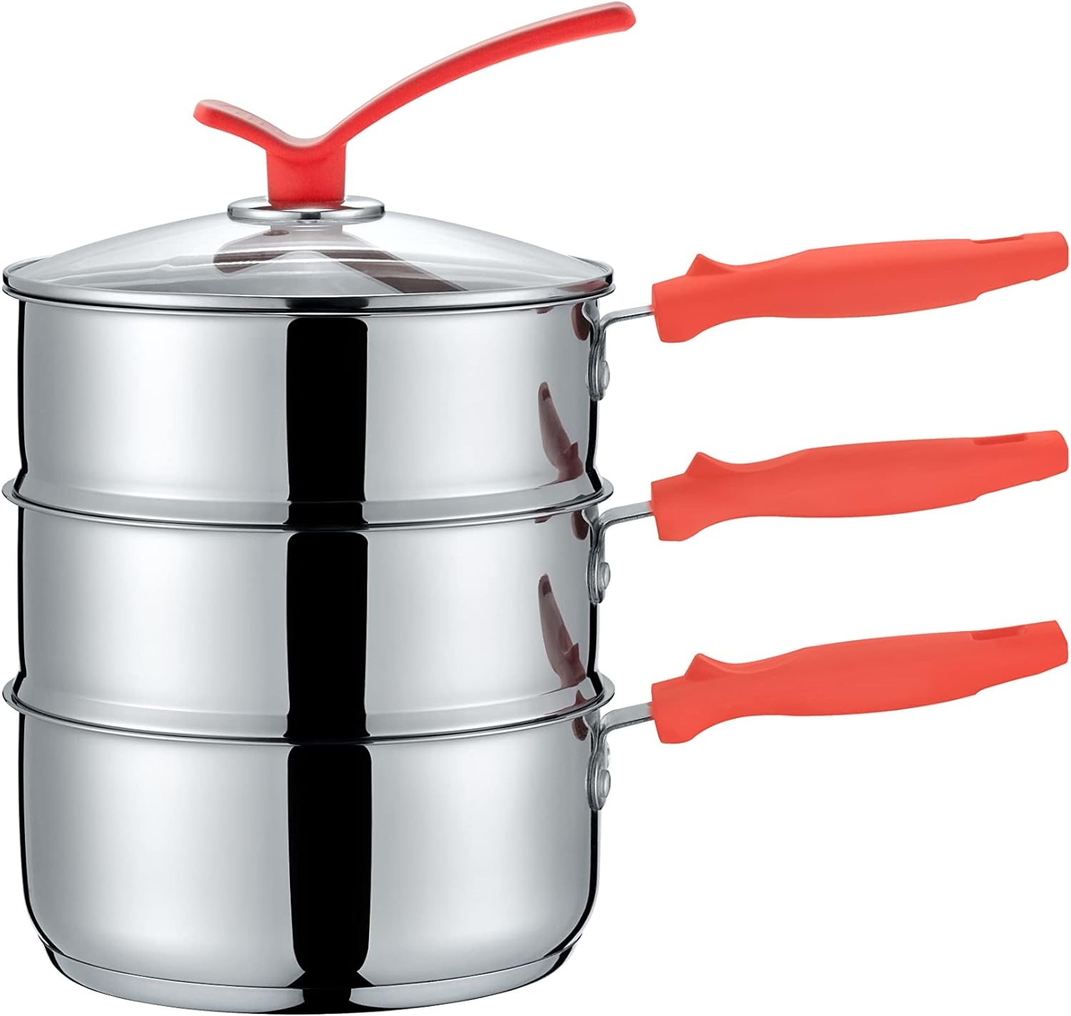 3 Quart Stainless Steel Double Boiler Pot with Steamer and 2 Ties