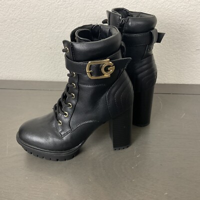 G By Guess Women's Black Faux Leather Ankle Boots, Size 6M