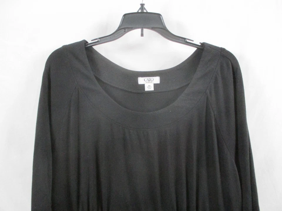 Vestido para mujer Cato 18W Plus negro manga larga corto cuello redondo funda poliéster Foto 2 de 4